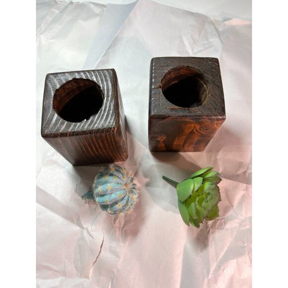 Pair of Handmade Wood Planters - Picture 3 of 5